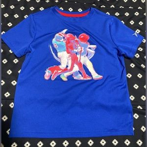 💰2/$10 Boys Blue Old Navy Baseball player picture size 6/7